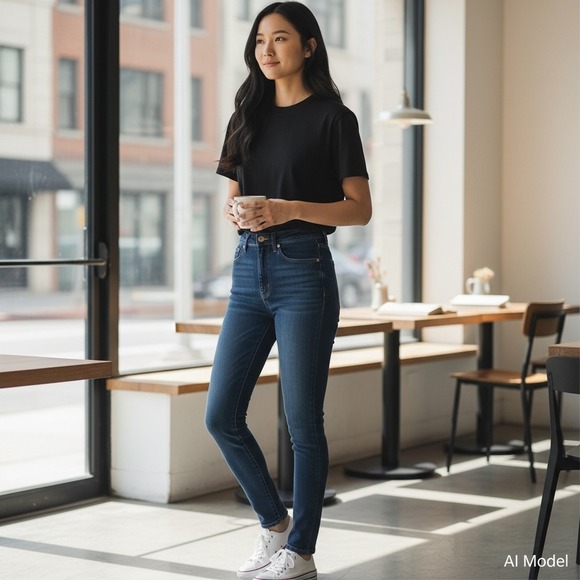 Everlane Denim - Everlane High Rise Skinny Jean Women 25 Tall Dark Indigo Blue Stretch Denim 4426